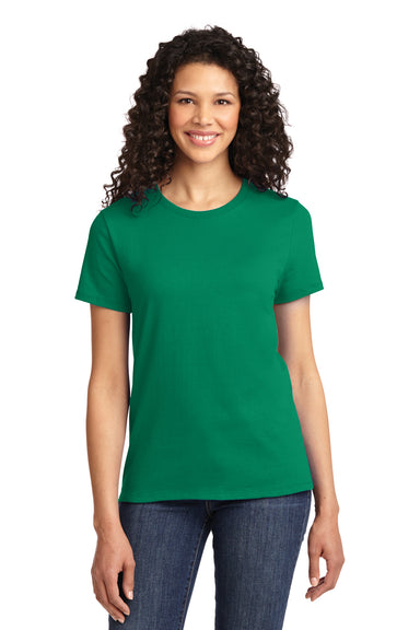 Port & Company LPC61 Womens Essential Short Sleeve Crewneck T-Shirt Kelly Green Model Front