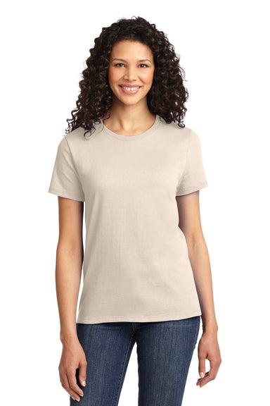 Port & Company LPC61 Womens Essential Short Sleeve Crewneck T-Shirt Natural Model Front