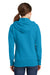 Port & Company LPC78ZH Womens Core Pill Resistant Fleece Full Zip Hooded Sweatshirt Hoodie Neon Blue Model Back