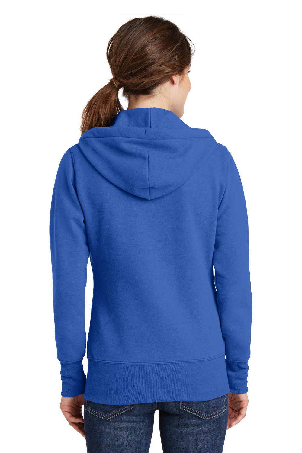 Port & Company LPC78ZH Womens Core Pill Resistant Fleece Full Zip Hooded Sweatshirt Hoodie Royal Blue Model Back