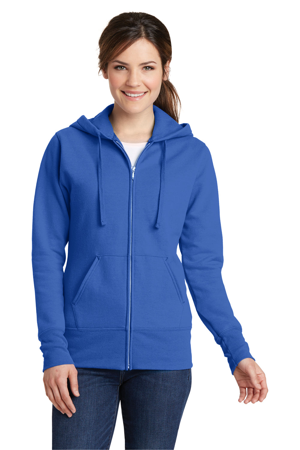 Port Company LPC78ZH Womens Royal Blue Core Pill Resistant Fleece Full Zip Hooded Sweatshirt Hoodie BigTopShirtShop