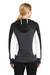 Sport-Tek LST245 Womens Moisture Wicking Full Zip Tech Fleece Hooded Jacket Black/Heather Graphite Grey/White Model Back