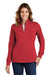 Sport-Tek LST253 Womens Shrink Resistant Fleece 1/4 Zip Sweatshirt True Red Model Front