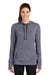 Sport-Tek LST296 Womens Moisture Wicking Fleece Hooded Sweatshirt Hoodie Heather True Navy Blue Model Front