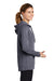 Sport-Tek LST296 Womens Moisture Wicking Fleece Hooded Sweatshirt Hoodie Heather True Navy Blue Model Side