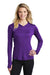 Sport-Tek LST358 Womens Competitor Moisture Wicking Long Sleeve Hooded T-Shirt Hoodie Purple Model Front