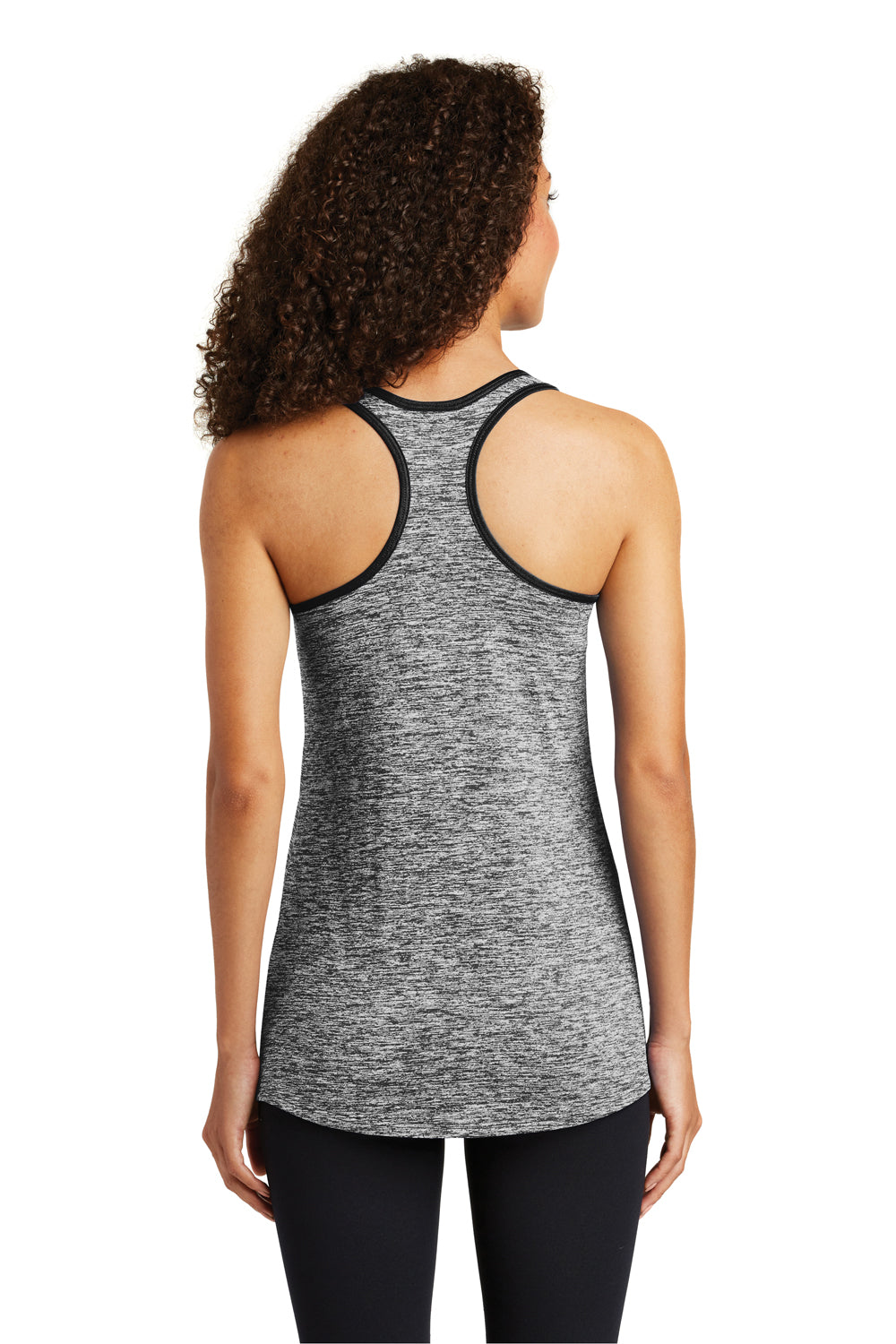 Sport-Tek LST396 Womens Electric Heather Moisture Wicking Tank Top Black Electric/Black Model Back