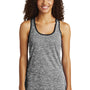 Sport-Tek Womens Electric Heather Moisture Wicking Tank Top - Black Electric/Black