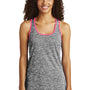 Sport-Tek Womens Electric Heather Moisture Wicking Tank Top - Black Electric/Neon Pink