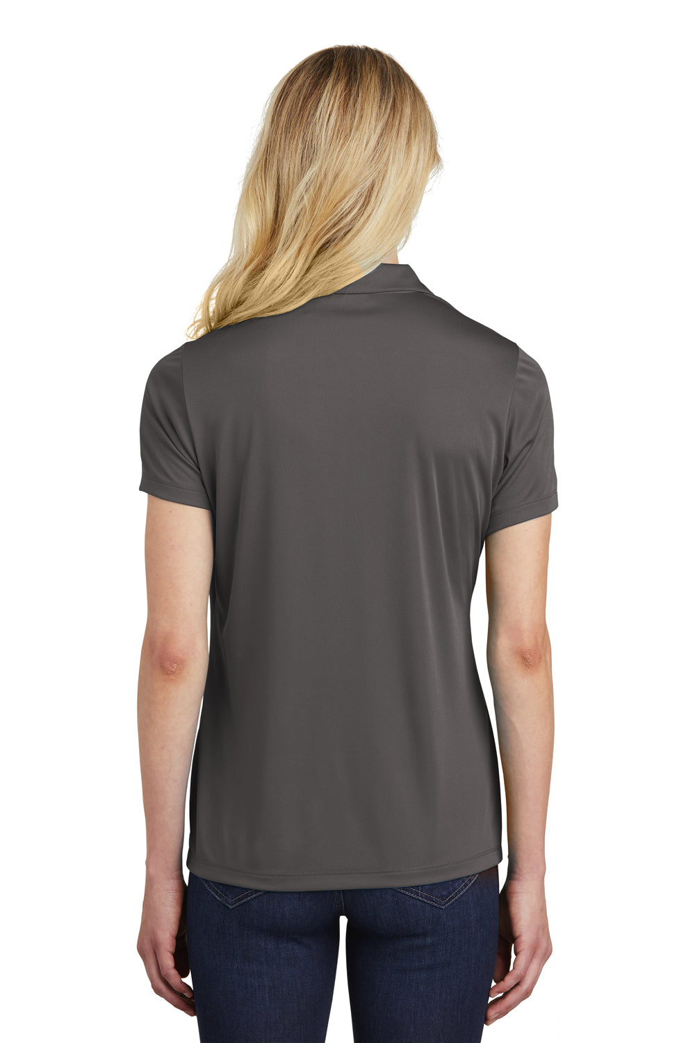 Sport-Tek LST550 Womens Competitor Moisture Wicking Short Sleeve Polo Shirt Iron Grey Model Back