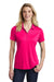 Sport-Tek LST550 Womens Competitor Moisture Wicking Short Sleeve Polo Shirt Raspberry Pink Model Front