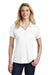 Sport-Tek LST550 Womens Competitor Moisture Wicking Short Sleeve Polo Shirt White Model Front