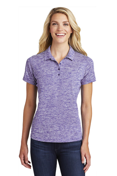 Sport-Tek LST590 Womens Electric Heather Moisture Wicking Short Sleeve Polo Shirt Purple Electric Model Front