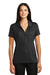 Sport-Tek LST630 Womens Tough Moisture Wicking Short Sleeve Polo Shirt Black Model Front