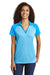 Sport-Tek LST641 Womens RacerMesh Moisture Wicking Short Sleeve Polo Shirt Heather Pond Blue/Pond Blue Model Front