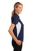 Sport-Tek LST655 Womens Sport-Wick Moisture Wicking Short Sleeve Polo Shirt True Navy Blue/White Model Side