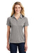 Sport-Tek LST665 Womens Heather Contender Moisture Wicking Short Sleeve Polo Shirt Heather Vintage Grey/Black Model Front