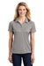 Sport-Tek LST665 Womens Heather Contender Moisture Wicking Short Sleeve Polo Shirt Heather Vintage Grey/Maroon Model Front