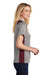 Sport-Tek LST665 Womens Heather Contender Moisture Wicking Short Sleeve Polo Shirt Heather Vintage Grey/Maroon Model Side