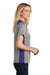 Sport-Tek LST665 Womens Heather Contender Moisture Wicking Short Sleeve Polo Shirt Heather Vintage Grey/Purple Model Side