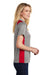 Sport-Tek LST665 Womens Heather Contender Moisture Wicking Short Sleeve Polo Shirt Heather Vintage Grey/True Red Model Side