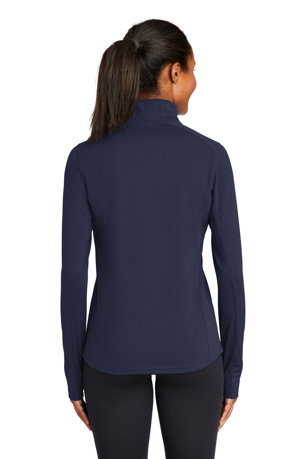 Sport-Tek LST860 Womens Sport-Wick Moisture Wicking 1/4 Zip Sweatshirt True Navy Blue Model Back