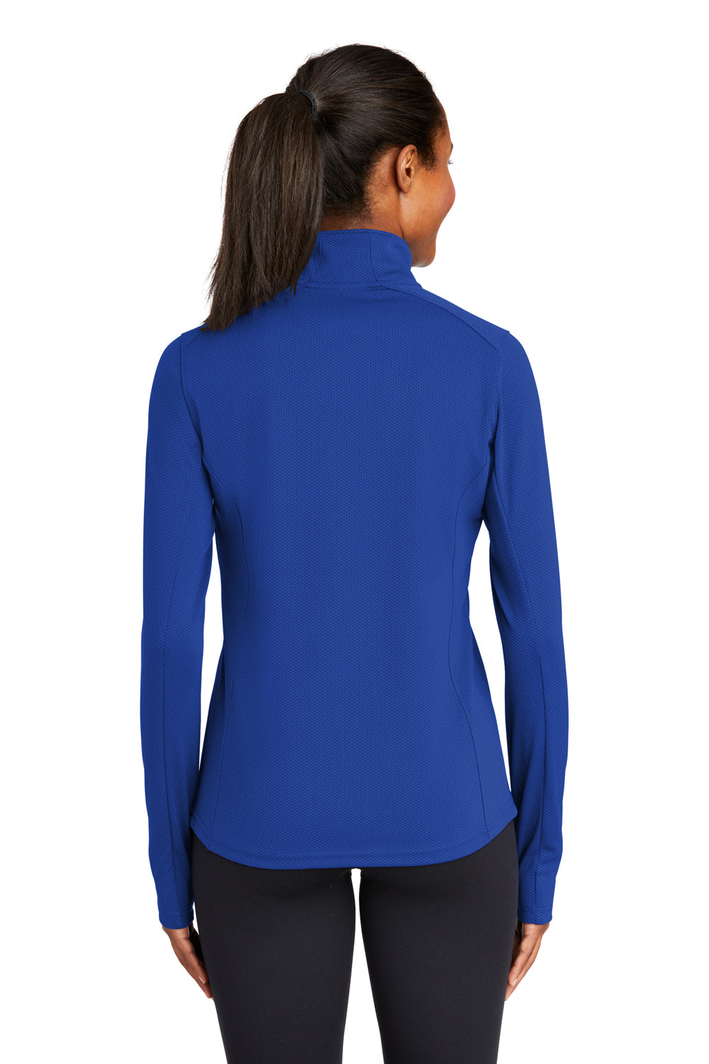 Sport-Tek LST860 Womens Sport-Wick Moisture Wicking 1/4 Zip Sweatshirt True Royal Blue Model Back