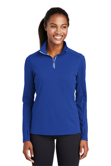 Sport-Tek LST860 Womens Sport-Wick Moisture Wicking 1/4 Zip Sweatshirt True Royal Blue Model Front