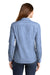 Port Authority LW380 Womens Slub Chambray Long Sleeve Button Down Shirt w/ Double Pockets Light Blue Model Back