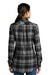 Port Authority LW668 Womens Flannel Long Sleeve Button Down Shirt Grey/Black Model Back