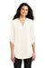 Port Authority LW701 Womens 3/4 Sleeve V-Neck T-Shirt Ivory Chiffon White Model Front