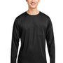 Harriton Mens Charge Moisture Wicking Long Sleeve Crewneck T-Shirt w/ Pocket - Black