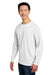 Harriton M118L Mens Charge Moisture Wicking Long Sleeve Crewneck T-Shirt w/ Pocket White Model 3q