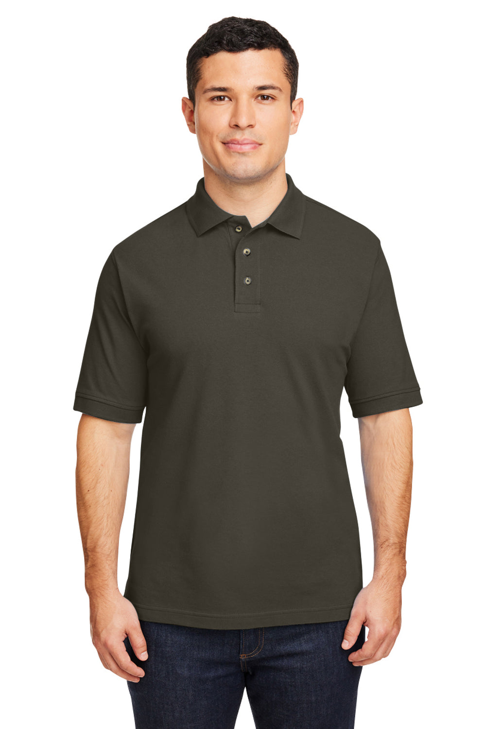 Harriton M200/M200T Mens Short Sleeve Polo Shirt Black Model Front