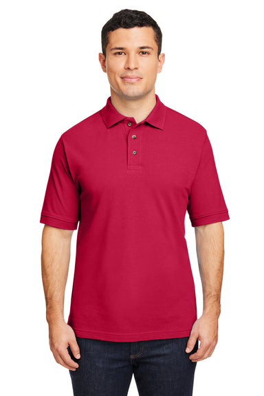 Harriton M200/M200T Mens Short Sleeve Polo Shirt Red Model Front