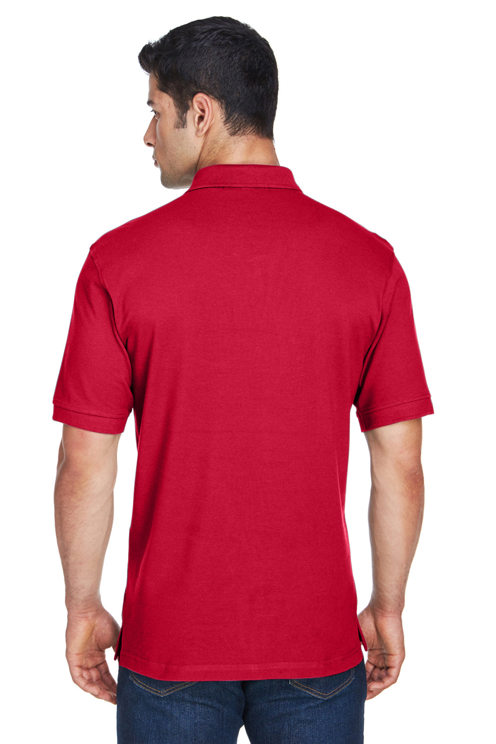 Harriton M200/M200T Mens Short Sleeve Polo Shirt Red Model Back