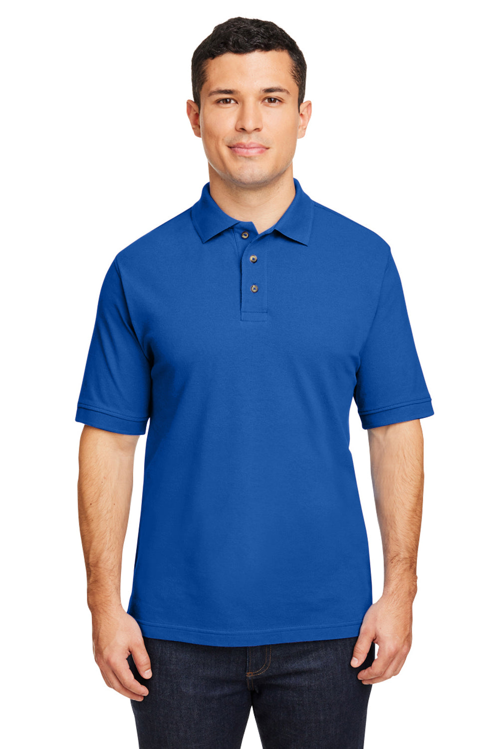 Harriton M200/M200T Mens Short Sleeve Polo Shirt True Royal Blue Model Front