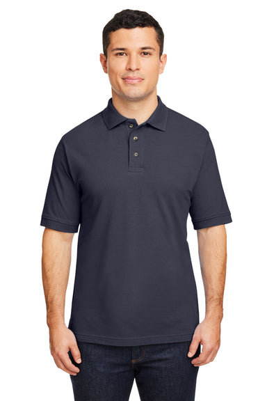 Harriton M200/M200T Mens Short Sleeve Polo Shirt Navy Blue Model Front