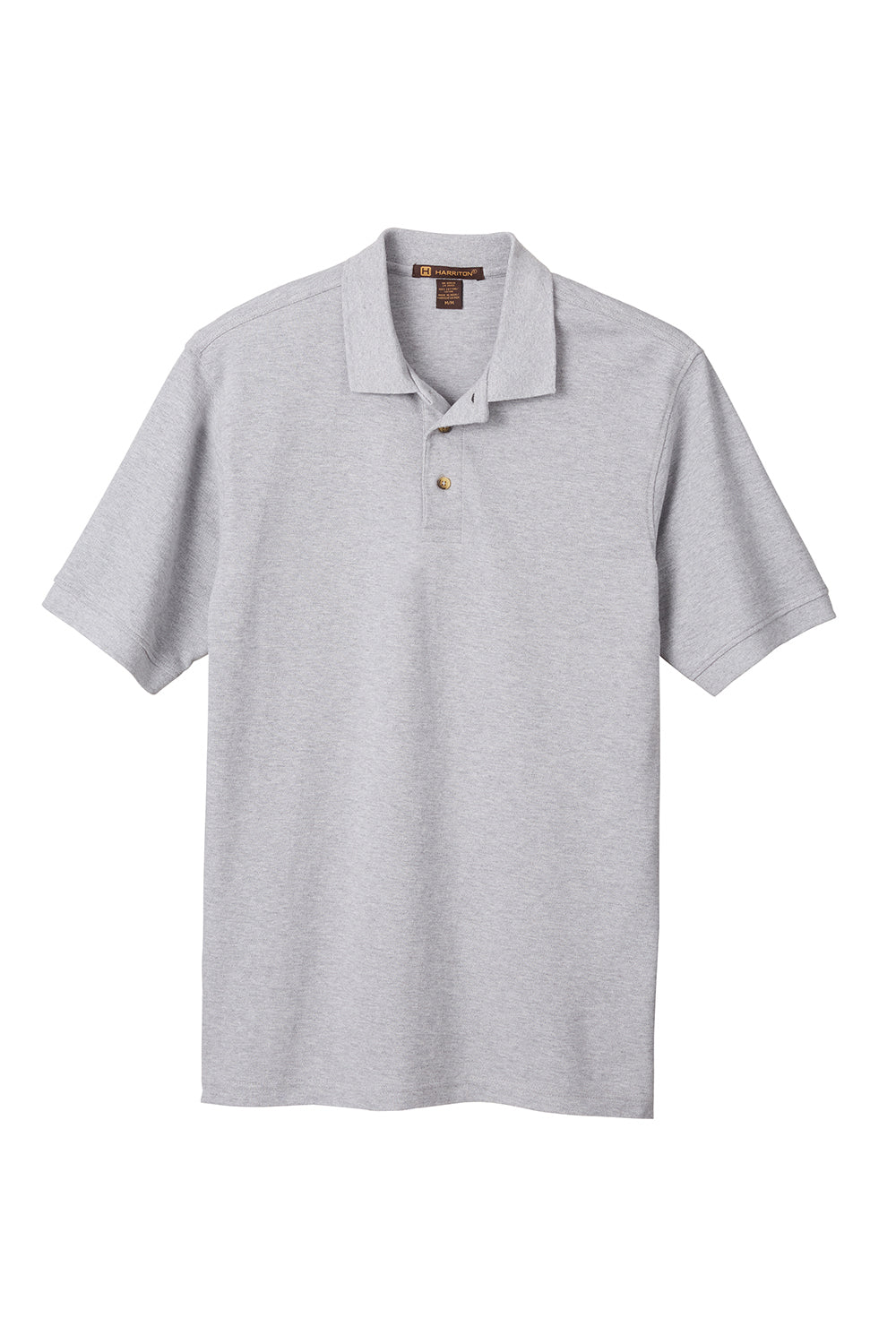 Harriton M200/M200T Mens Short Sleeve Polo Shirt Heather Grey Flat Front