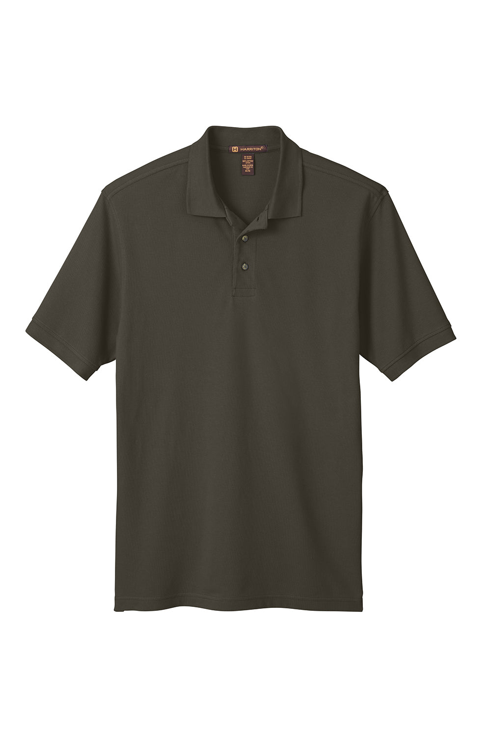 Harriton M200/M200T Mens Short Sleeve Polo Shirt Black Flat Front