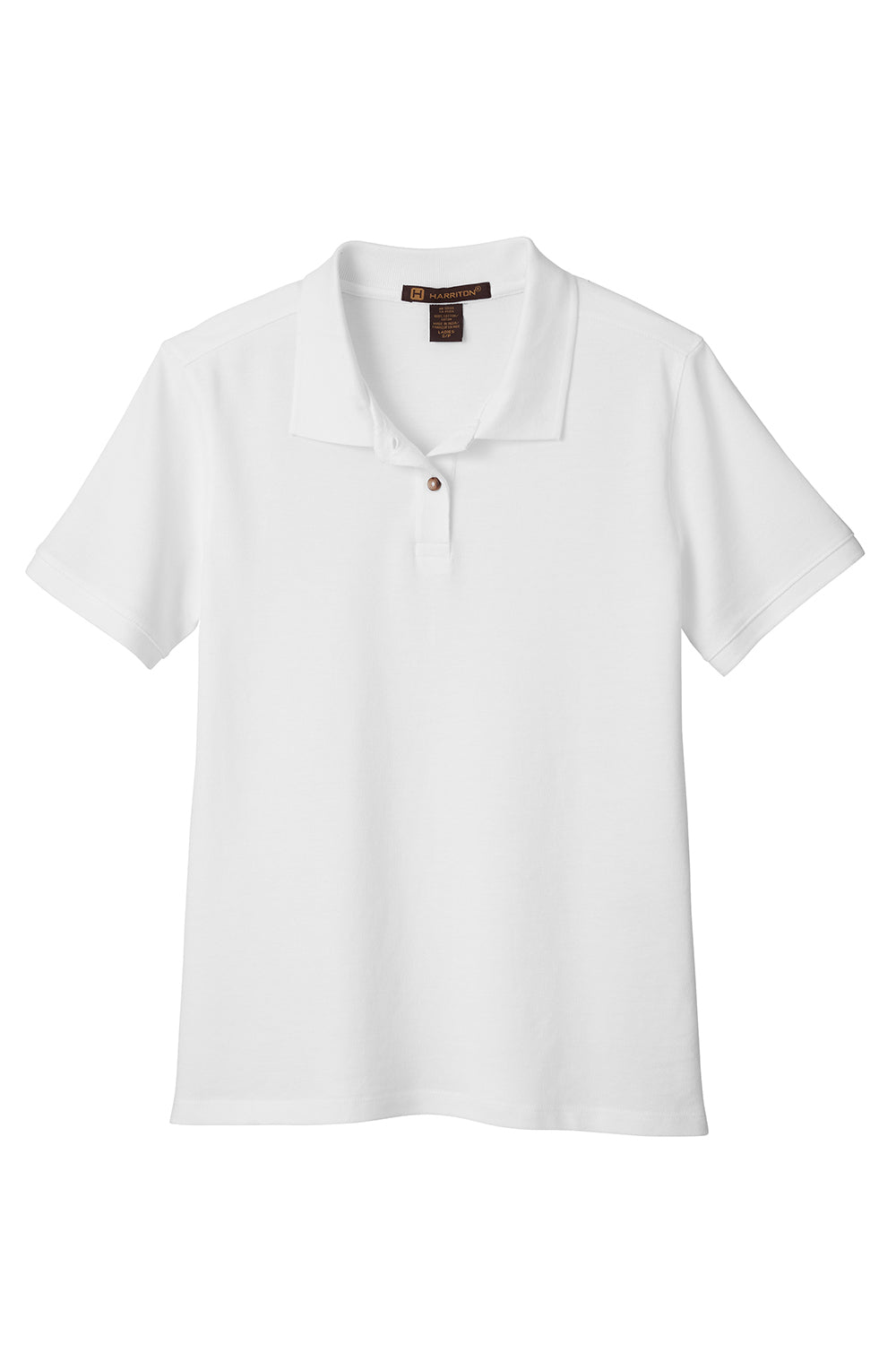 Harriton M200W Womens Short Sleeve Polo Shirt White Flat Front