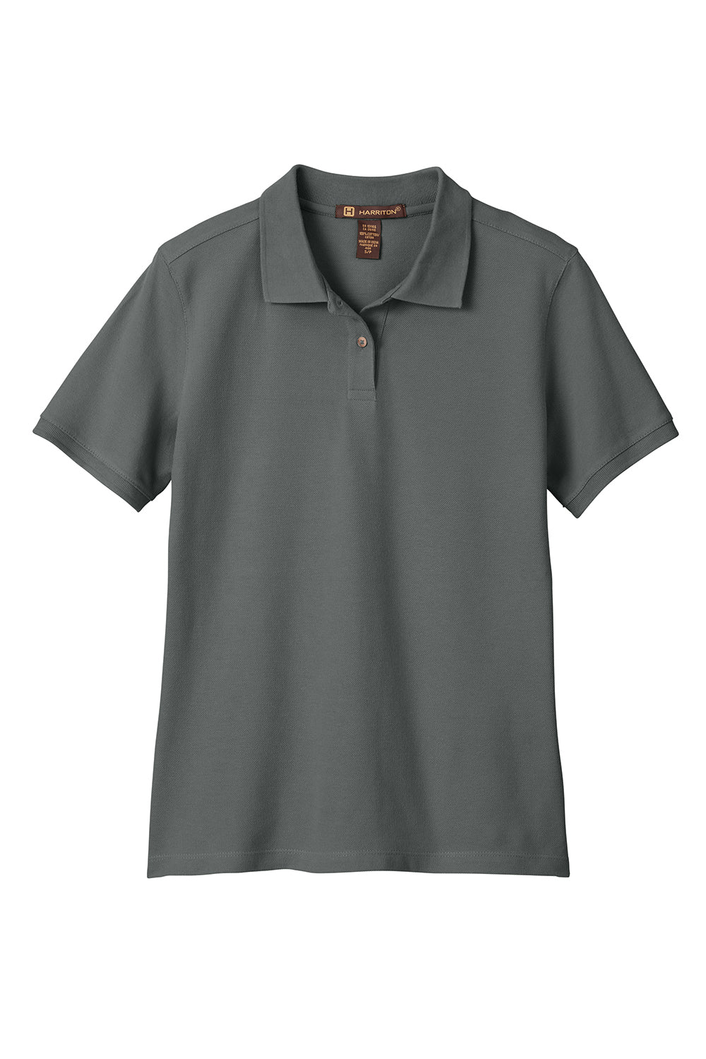 Harriton M200W Womens Short Sleeve Polo Shirt Charcoal Grey Flat Front