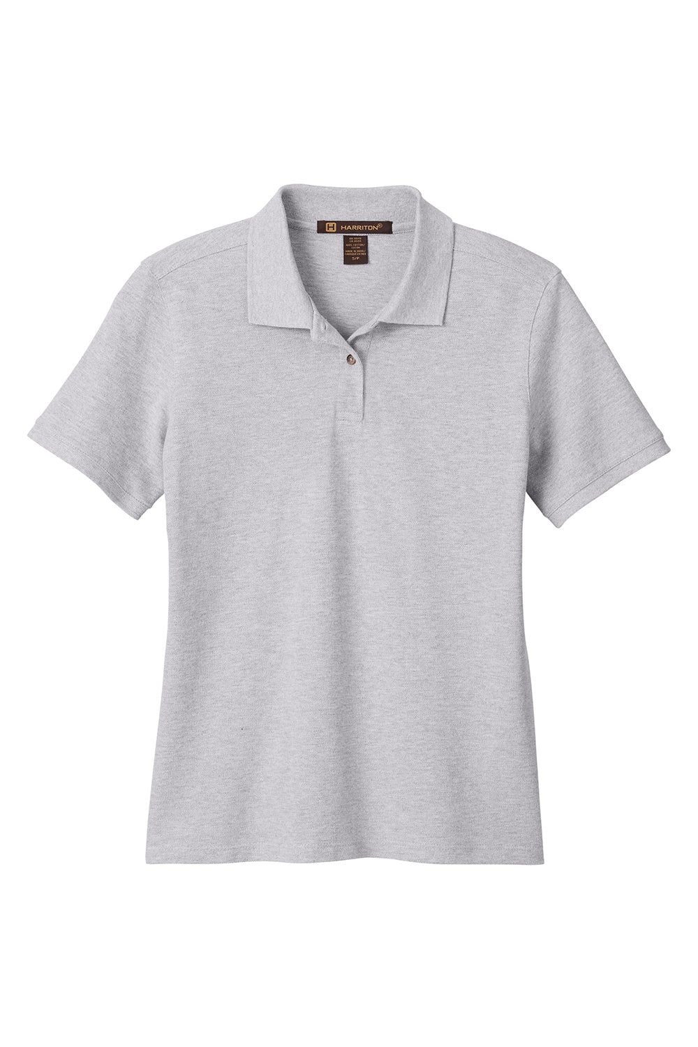 Harriton M200W Womens Short Sleeve Polo Shirt Heather Grey Flat Front