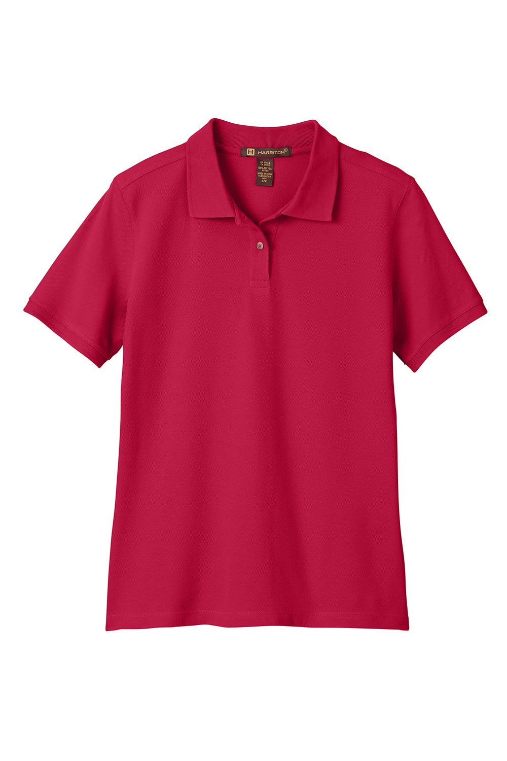 Harriton M200W Womens Short Sleeve Polo Shirt Red Flat Front