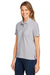 Harriton M200W Womens Short Sleeve Polo Shirt Heather Grey Model 3q