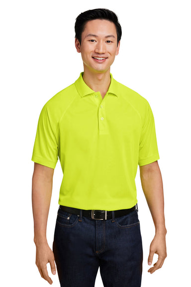 Harriton M208 Mens Charge Moisture Wicking Short Sleeve Polo Shirt Safety Yellow Model Front