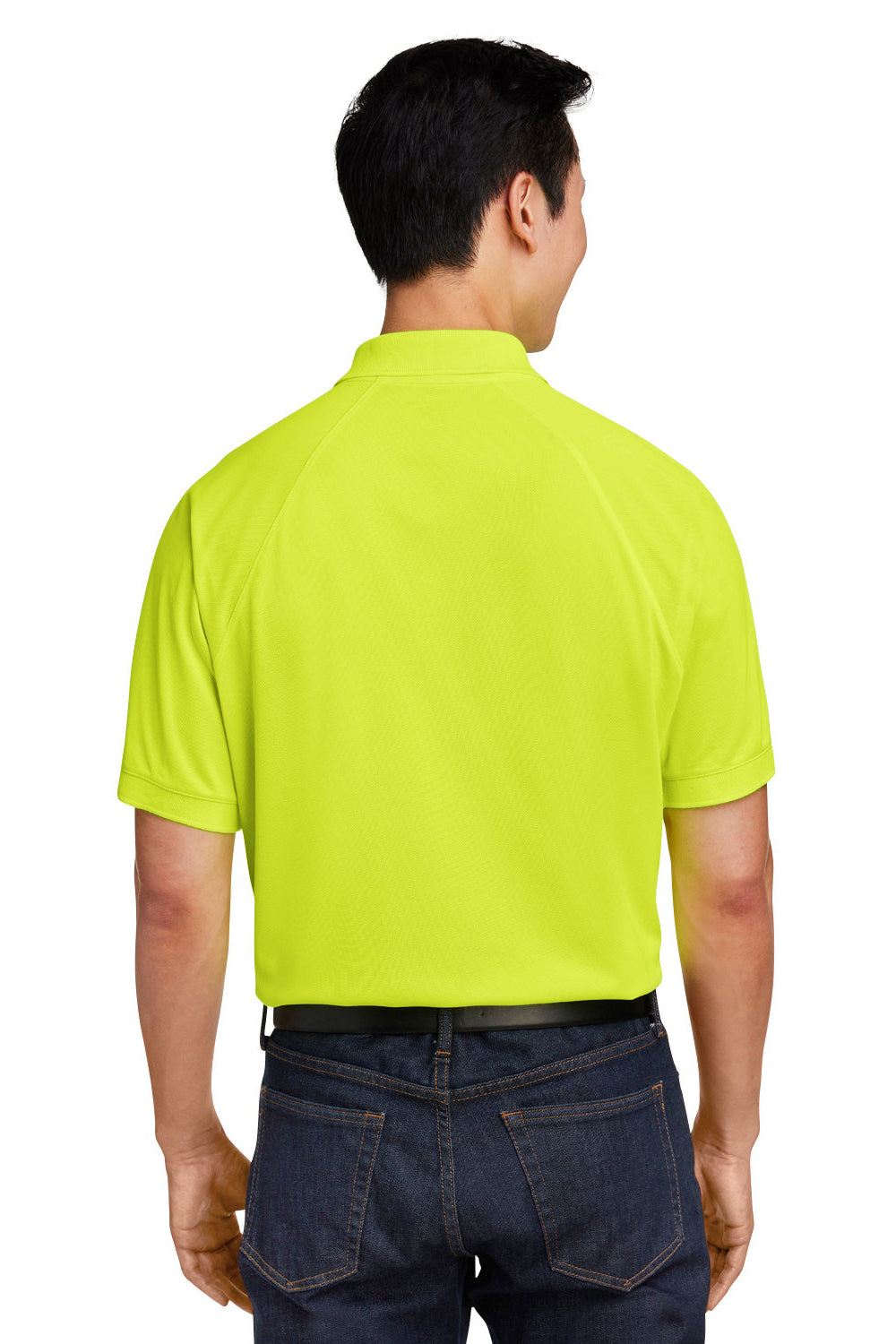 Harriton M208 Mens Charge Moisture Wicking Short Sleeve Polo Shirt Safety Yellow Model Back