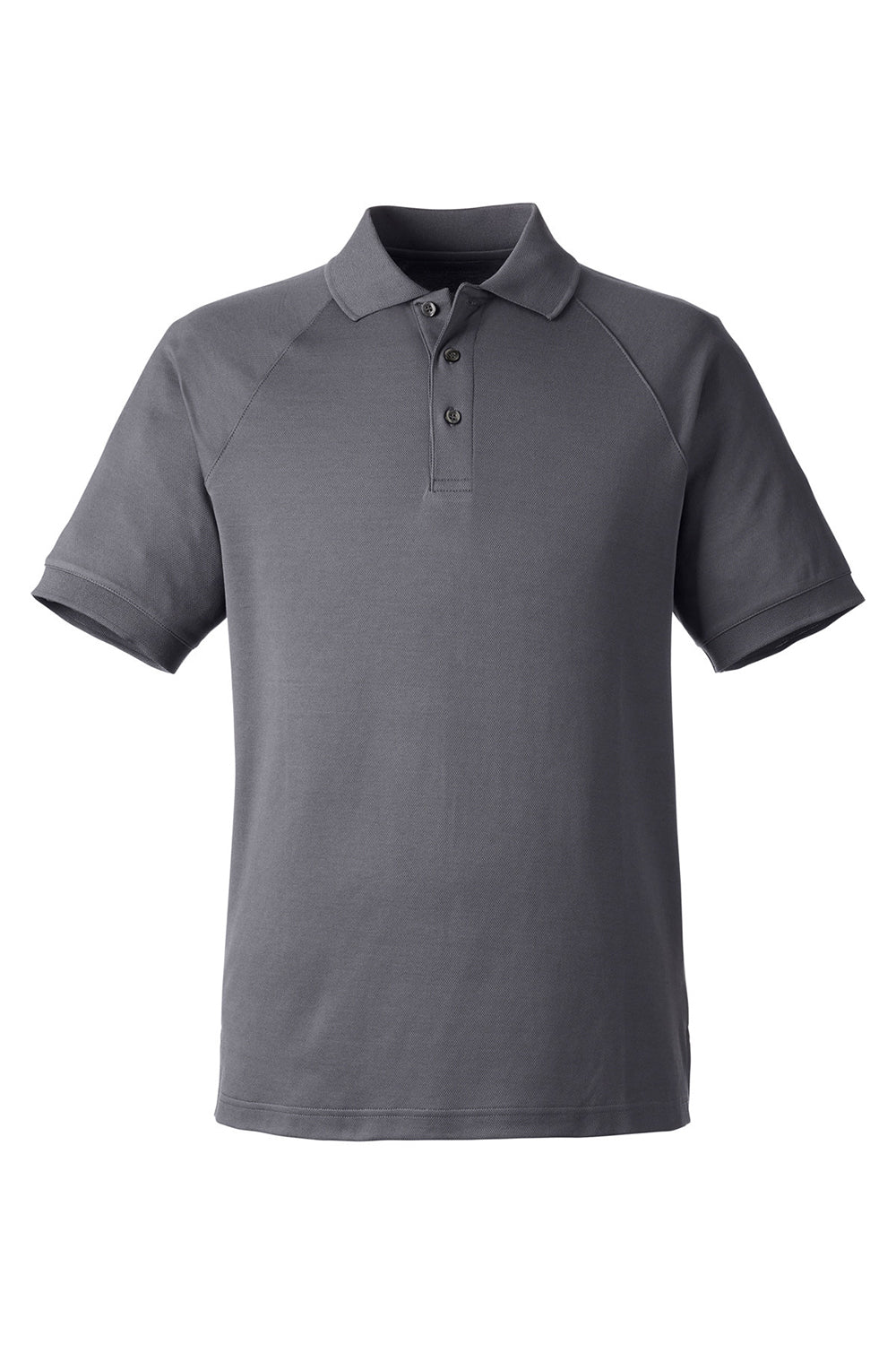 Harriton M208 Mens Charge Moisture Wicking Short Sleeve Polo Shirt Dark Charcoal Grey Flat Front