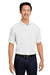 Harriton M208 Mens Charge Moisture Wicking Short Sleeve Polo Shirt White Model Front