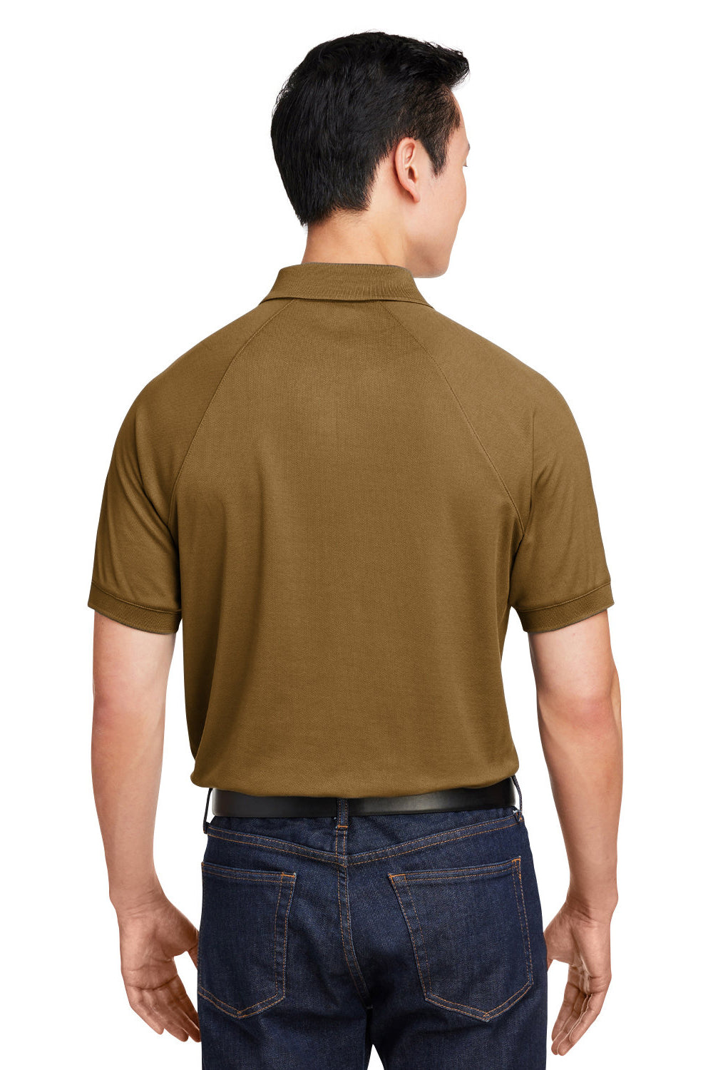 Harriton M208 Mens Charge Moisture Wicking Short Sleeve Polo Shirt Coyote Brown Model Back